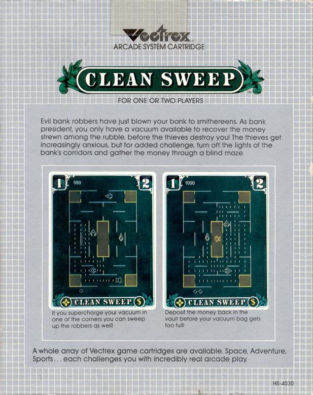 Clean Sweep box art for Vectrex